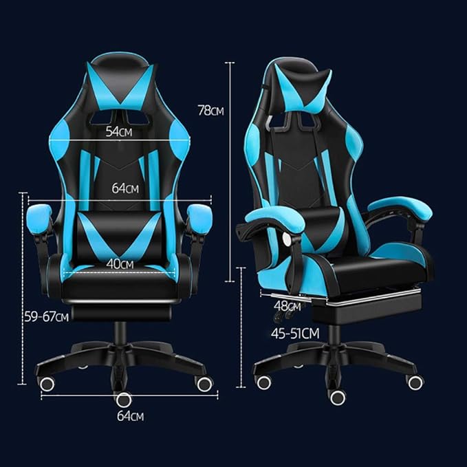 Gaming Chair with Footrest Swivel Chair with Ottoman Headrest and Lumbar Support E-Sports Swivel ChairWhite