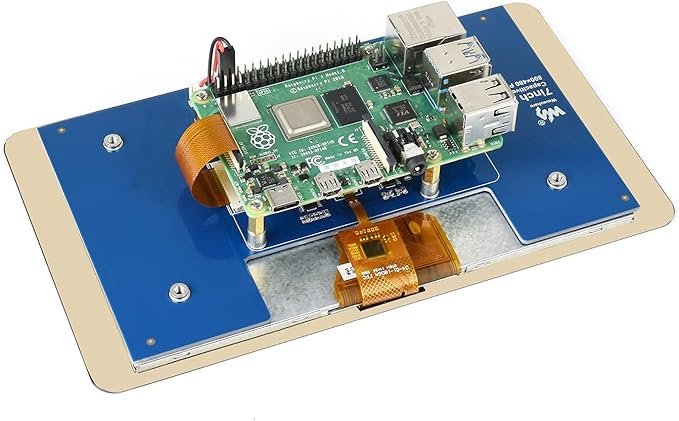 Waveshare 7 Inch DSI LCD Touch Screen 800×480 Monitor for Raspberry Pi 4B/3B+/3A+/3B/2B/B+/A+ Capacitive TFT Display Module Tempered Glass Up to 5 Touch Points Adjustable Brightness