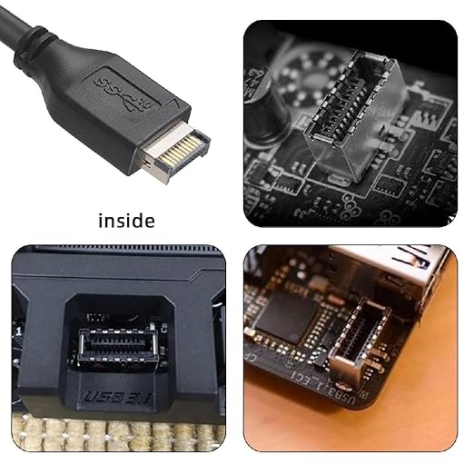 Cablecc 4-Port Internal USB 3.1 Gen 2 Front Panel Hub(2X Type-A + 2X Type-C) for 5.25 Bay Connects to Motherboard Type-E Header