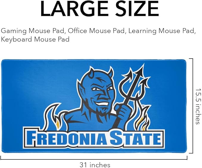 Fredonia State University Primary Logo Large Gaming Mouse Pad Desk Mat with Stitched Edges Non-Slip Base for Gamer Home and Office 31.5 x 15.7