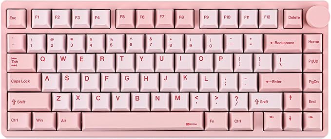 KiiBoom Moonshadow V2 75% Wireless Aluminum Gaming Keyboard QMK&ampVIA Programmable BT5.0/2.4GHz/USB-C Hot-Swappable Creamy Mechanical Keyboard with FR4 Plate Knob 4000mAh Battery (Pink)