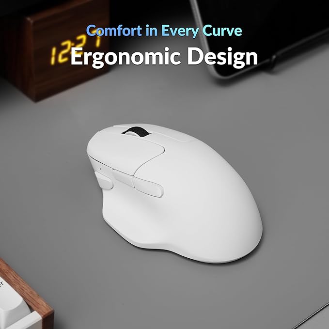 Keychron M7 8K Wireless Mouse 30K DPI Optical Computer Mice 2.4 GHz/Bluetooth/Wired with Macro Button 66g Lightweight Ergonomic Up to 140 Hours Worktime for Laptop macOS/Windows - White