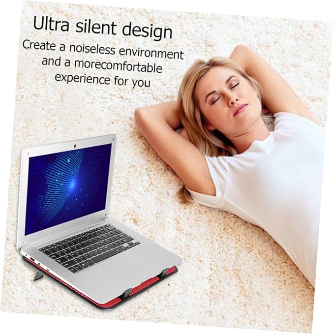 Laptop Cooling Pad Stand with Dual Quiet USB Fans Lightweight Ergonomic Notebook Cooler Angles Slip Design for Travel and Office Use Red
