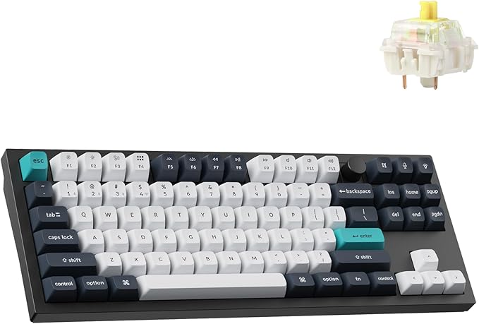 Keychron Q3 Max Wireless Custom Mechanical Keyboard Full Aluminum 2.4 GHz Bluetooth QMK TKL Layout RGB with Hot-swappable Gateron Banana Switch Compatible with Mac Windows Linux