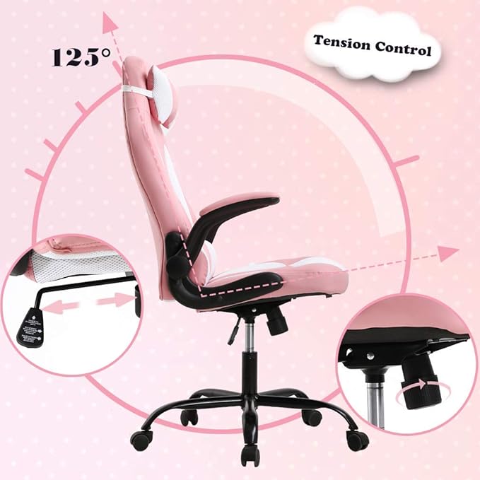 Ergonomic High Back Gaming Chair &amp Office Chair PU Leather &amp Adjustable &amp Easy Assembly &amp BIFMA Certified for Home/Office (Gray) (Cherry)