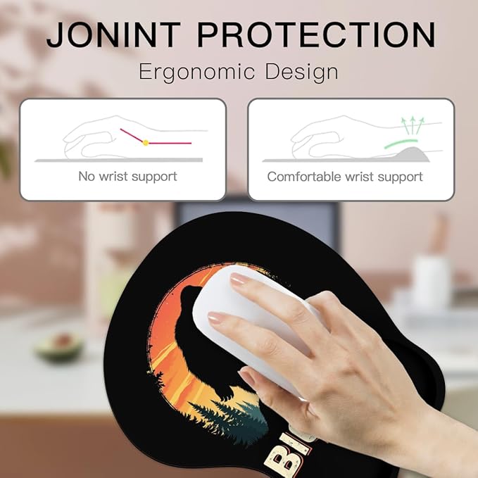 Mousepad Bigfoot Dad BOD Joke Sasquatch Ergonomic Wrist Support Non-Slip Base Mouse Mat with Wrist Rest Computer Mousemat for Desk Work Accessories Pad