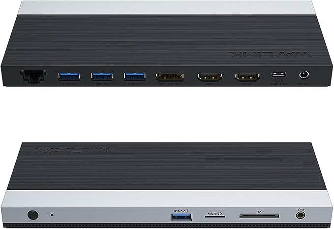 WAVLINK USB C Docking Station with 130W Power Adapter Triple Display USB Type C to Dual HDMI Dock 2 HDMI DisplayPort 100W PD3.0 Charging for Laptop Ethernet 4 USB 3.0 SD/TF Slot Audio Black