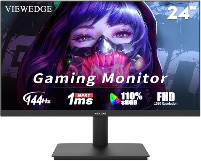 Viewedge 24 Inch Gaming Monitor 1080p 144hz IPS 1ms FHD Computer Monitor with 110% sRGB Bluelight Filter HDMI &amp VGA Port Support Wall Mount