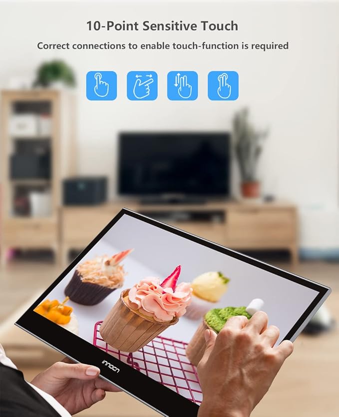 INNOCN 15.6 4K Portable Monitor Touchscreen 3840 x 2160 USB C HDMI External Gaming Monitor Second Computer Screen Travel Portable Monitor for Laptop w/Kickstand