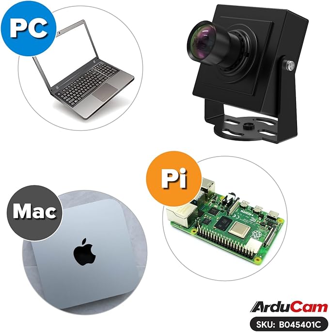 Arducam 5MP HDR USB Camera Module 101°(D) Wide Angle UVC Webcam with M12 Lens for Windows Linux Android and Mac OS