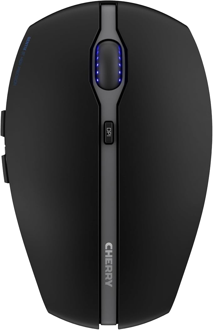 Cherry GENTIX BT Bluetooth Mouse - Optical - Wireless - Bluetooth - Black - 2000 dpi - Scroll Wheel - 7 Button(s) - Small/Large Hand/Palm Size - Symmetrical