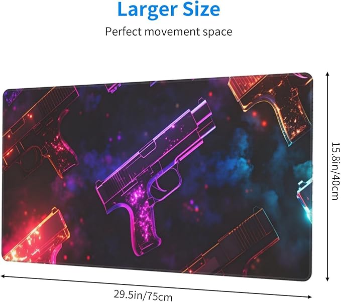 Handgun Desk Cover MatExtended Large Mouse PadComputer Laptop Mat Desk Decor for Office Game Home 30x16 Inch