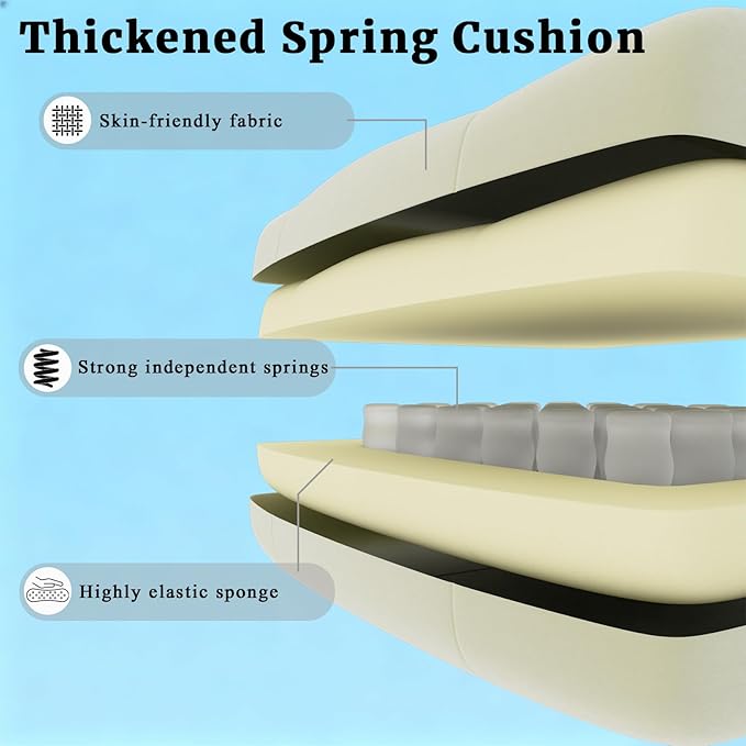 Ergonomic Gaming Chair Video Game Chair with Massage Lumbar Support and Footrest Height Adjustable Fabric Computer Chair with Pocket Spring Cushion (White)