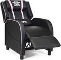 GYMAX Gaming Recliner Massage Gaming Chair w/Adjustable Footrest Remote Control &amp Side Pocket Ergonomic Game Lounge Chair Racing Style Single Theater Seat Game Sofa for Adults (Pink)