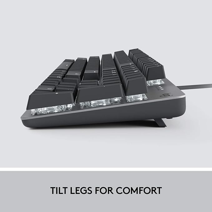 Logitech K845 Mechanical Illuminated KeyboardMechanical Switches Strong Adjustable Tilt Legs Full Size Aluminum Top Case 104 Keys USB Corded Windows (TTC Blue Switches)