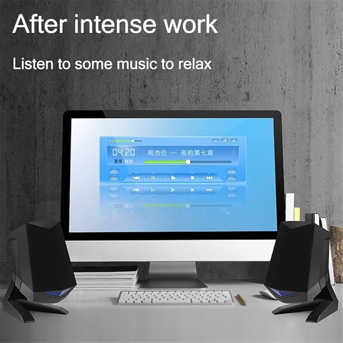 Computer Speakers for Desktop 1 Pair Wired Computer Speakers USB AUX Bass Reinforcement PC Speaker for Laptop Desktop 6W 64mm Horn Audio Loudspeaker