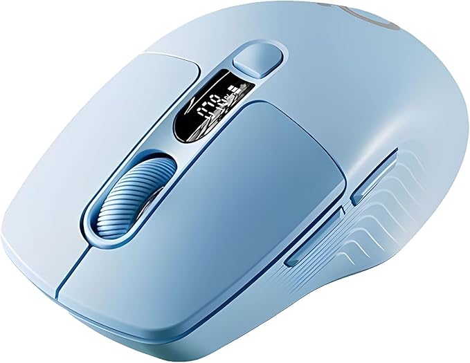 Rechargeable Silent Wireless Mouse with DPI/Battery Display BT/2.4G Ergonomic Portable Mouse for Laptop PC Mac iPad - Small Hands (Blue)