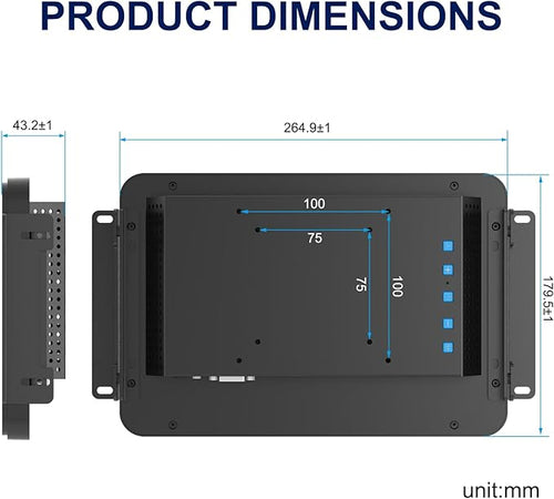 10.1 Inch Capacitive Touch Screen Monitor 10-Point Multi-Touch Industrial Display 1280x800 IP65 Front Waterproof HD-MI &amp VGA Port Full Black Open Frame Touch Screen Monitor