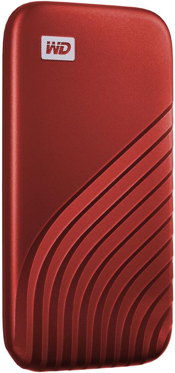 Western Digital 2TB My Passport SSD Portable External Solid State Drive Red Sturdy and Blazing Fast Password Protection with Hardware Encryption - WDBAGF0020BRD-WESN