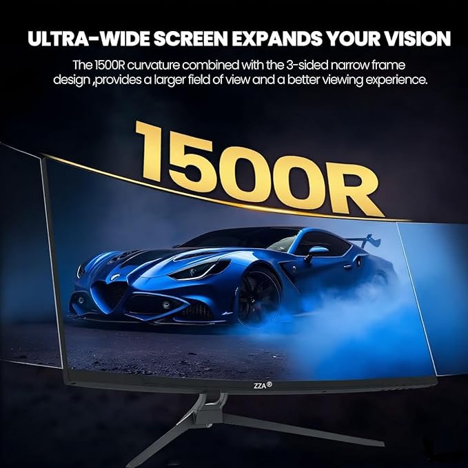 ZZA 34 UltraWide Curved UWQHD Monitor - Immersive Gaming Experience with 165Hz Refresh Rate VA Panel and AMD FreeSync Premium | HDR10 | 99% sRGB | 3440x1440