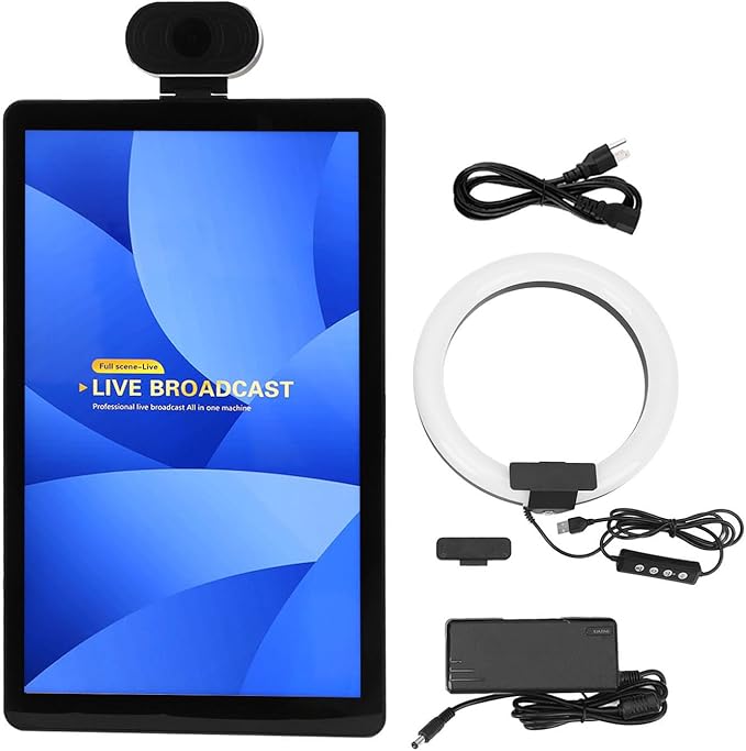 Asixxsix Interactive 50MP Camera Live Broadcast Machine with 8 Core CPU 4 Camera Feeds Sound Card Screen Mirroring Background Blur (US Plug)