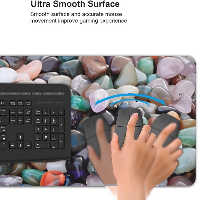 Colorful Precious Stones Large Gaming Mouse Pad 35.5 X 16 Inch Extended Desk Mat for Keyboard and Mouse Waterproof Computer Mousepad with Stitched Edges &amp Non-Slip Base
