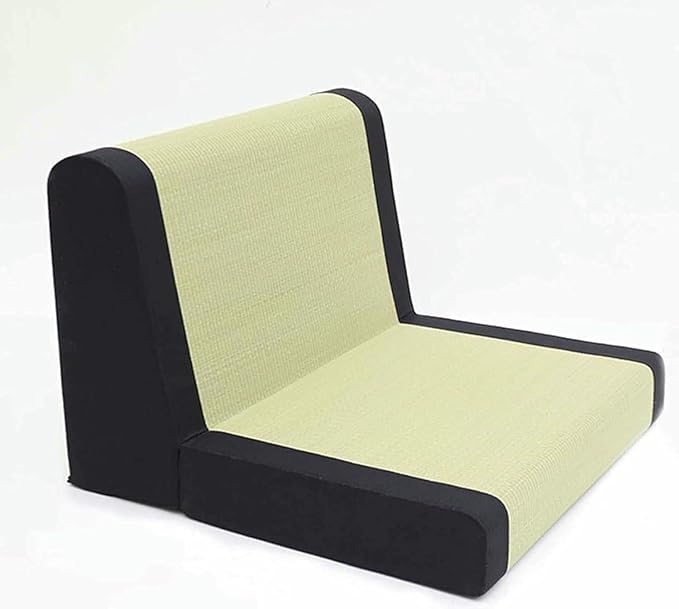 ELEFOCUS Foldable Japanese Style Tatami Chair with Backrest Lightweight Grass Chair for Meditation Lounge Reading Gaming(Curry)