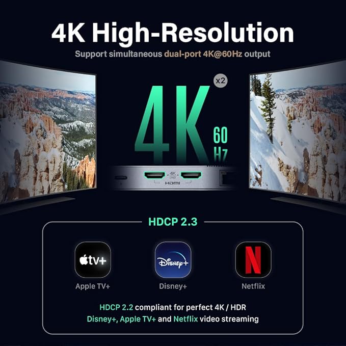 ADAM elements HUB Pro S 12-in-1 USB-C Hub Triple Display Docking Station with Dual 4K HDMI VGA 100W PD Fast Charge Ethernet SD/TF for MacBook Pro/Air M4/M3/M2/M1 iPad Windows Laptop