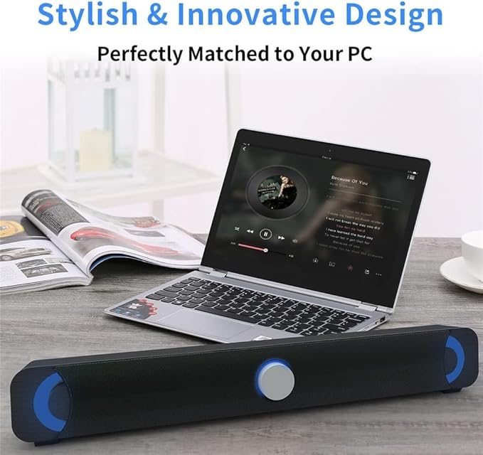 Computer Speakers for Desktop Stereo Soundbar 10W Computer Speaker USB 3.5mm Wired Speaker Stereo Sound Bar for Laptop Computer Phones