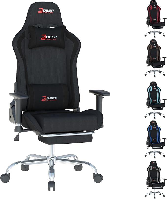 Fabric Gaming Chair Skin-Friendly and Breathable Manufactured by A Reputable Manufacturer Safe and Stable Specially Designed for Gaming.with Footrest Mg(1005-Black)