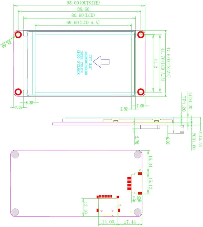 Nextion Enhanced 3.2 inch HMI Display Resistive Touch Screen 5V TFT LCD 400x240 for Arduino ESP32 (NX4024K032)