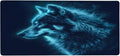 Blue Flame Animal Wolf Large Mouse Pad Gaming Mousepad Desk Mat for Desktop Computer Keyboard Waterproof Mouse Mat Desk Pad with Non-Slip Base for Game School Office Home 35.4 x 15.7