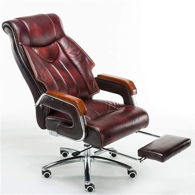 Ergonomic PU Leather Office Gaming Chair with Massage Adjustable Swivel High-Back Racing Style Computer Chair Brown