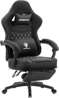 Dowinx Gaming Chair Breathable Fabric Game Chair with Gel Pad and Storage Bag Comfortable Gamer Chair with Pocket Spring CushionErgonomic Computer Chair with FootrestBlack and White