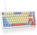 75% Mechanical Keyboard Gasket with Knob Custom Wired Creamy Gaming Keyboard TKL 75 Percent Hot Swappable RGB Backlit Pre-lubed Switch for Win/MAC PC Laptop（Cotton Candy/White Switch）