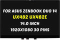 Replacement for ASUS ZenBook Duo 14 UX482 Display LCD UX482E UX482EA UX482EAR UX482EG UX482EGR UX482EA-DS71T LED + Bezel LCD Touch Screen Digitizer Assembly Full HD 1920X1080 14.0 30 Pins 60Hz