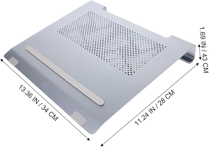 Aluminum Alloy Laptop Cooling Pad Ventilated Support Stand with Quiet USB Fan for Gaming and Office Use Under 17.3 Inch Gray