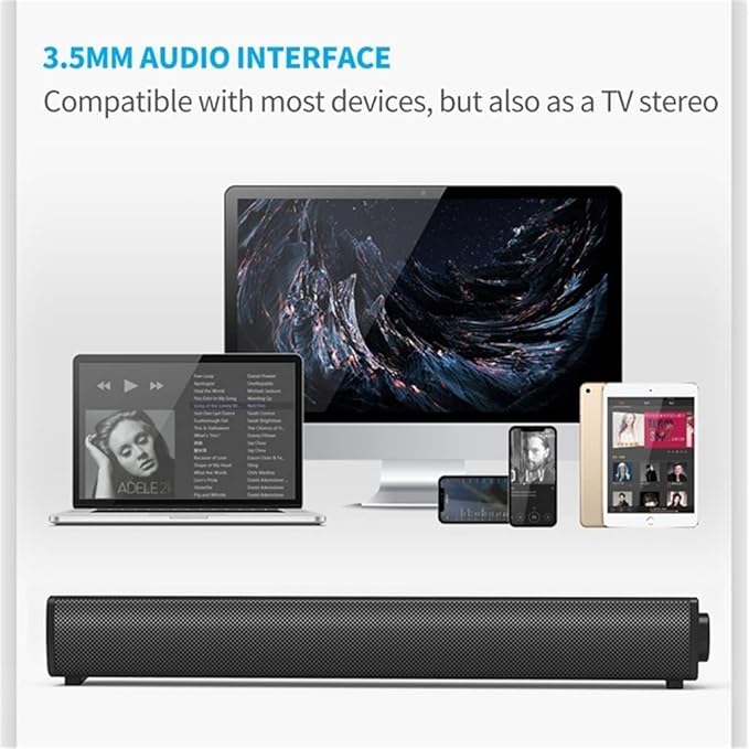 Computer Speakers Computer Sound Bar USB Powered PC Speakers 3.5mm Aux-in Computer Speakers for Desktop Laptops PCs Phones Tablets