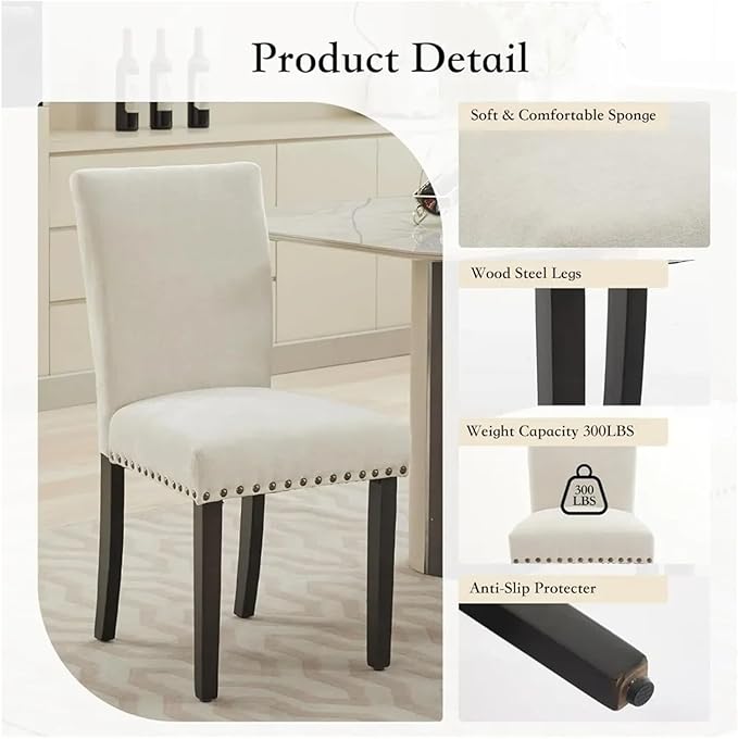 Adjustable Office Computer Chair with Armrest 2pcsc Fabric Upholstered Dining Chairs High Backrest with Nailhead Trim Wooden Legs(Grey)