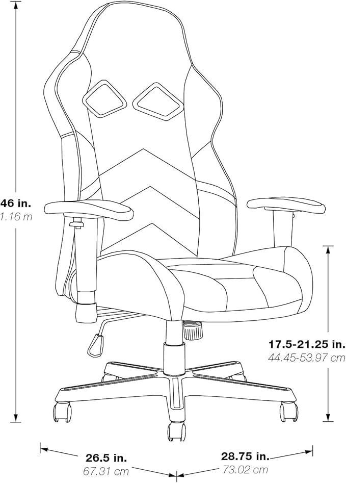 OSP Home Furnishings Vapor Ergonomic Adjustable High Back Faux Leather Gaming Chair with Coil Spring Seat and Integrated Cooling Airflow Blue Accents