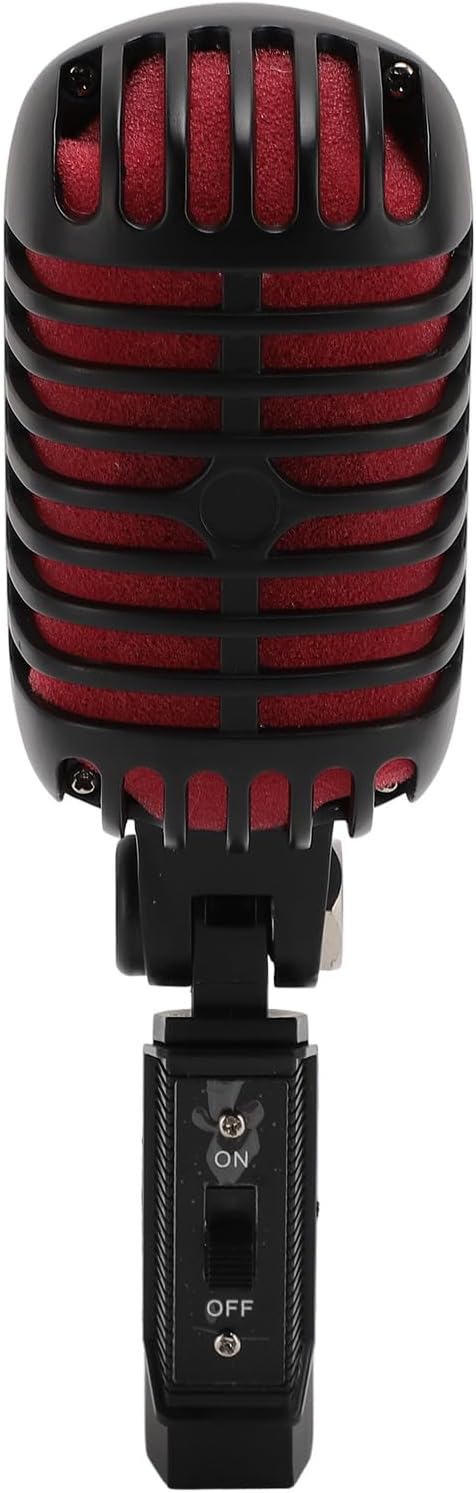 Vintage Dynamic Microphone Zinc Alloy Cardioid Mic with High Signal Output for Studio and Stage Performance (Black)