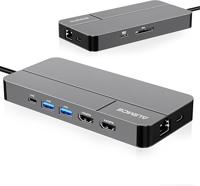 Mac Docking Station Dual Monitor 2 HDMI for MacOS and Windows Laptop Implement MST Compatible MacBook Pro/Air M1/M2/M3/M4 Chips Dual 4K Display for All USB C Computers