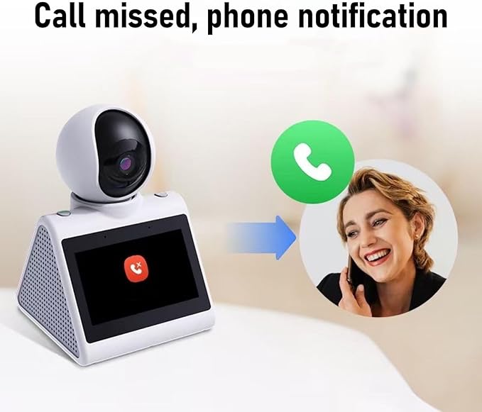 Video Calling Smart Camera with HD Screen 2 Way Video Calling Camera One Click Call Indoor 2K Security Camera with AI Voice Function 1080P HD Resolution for Family Monitoring