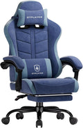 GTPLAYER Gaming Chair for Adults Ergonomic Computer Gaming Chair with Footrest Height Adjustable 90-155° Recline &amp Removable Headrest Lumbar Support Blue