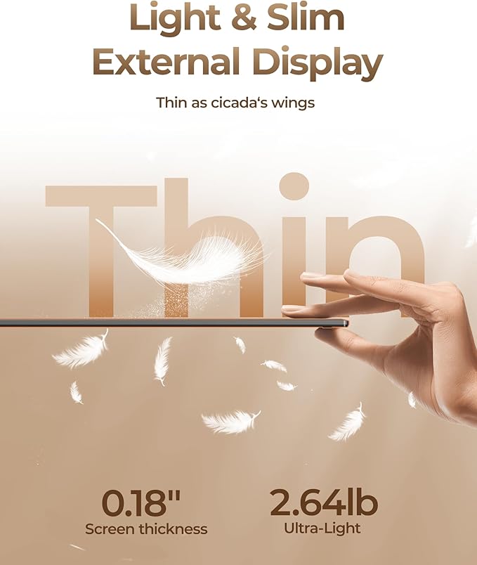 NGTeco 15.3” Triple Laptop Screen Extender 1200P Portable Monitor Extended Plug-and-Play 4.6MM Ultra-Thin 2.64LB Compatible with 14-17.3” Mac/Windows Laptops