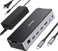 USB C Docking Station 3 Monitors Laptop USB C Dock Dual Monitor with 2 HDMI DisplayPort 4K144HzUSB A 2.0/3.0USBC 3.1 10Gbps&amp30W OutputEthernetmicroSD&ampSDAudio&ampMic150W DC Power for Del