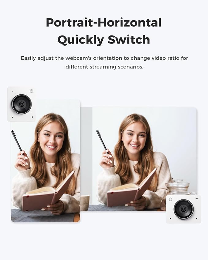 OBSBOT Meet 2-4K Webcam for PC with 1/2 Sensor AI Framing &amp Autofocus Beauty Mode Lightweight Gesture Control HDR Dual Microphone 60 FPS Web Cam for Streaming Meeting Gaming. (Cloud Whi