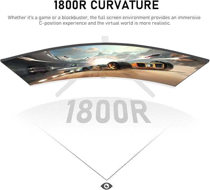 Gawfolk 27 Inch PC Computer Screen1800R Curved Gaming 280Hz Monitors FHD 1080p 1ms Freesync 98% sRGB178 ° Angle View HDMI2.0、DisplayPort Compatible with Wall-Mounted 100 * 100MM-White