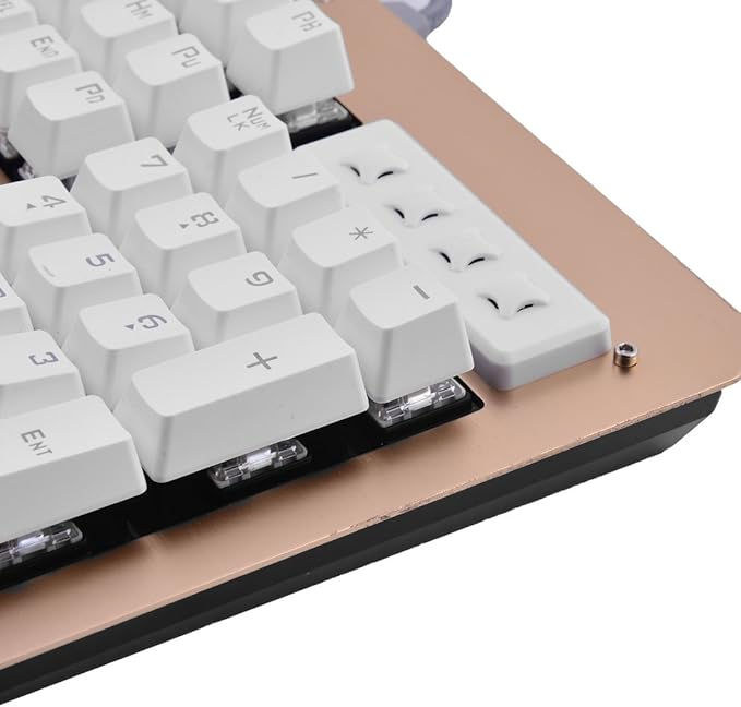 Gaming Mechanical Keyboard LED Backlit 104 Keys USB Wired Blue Switch Gold Tone