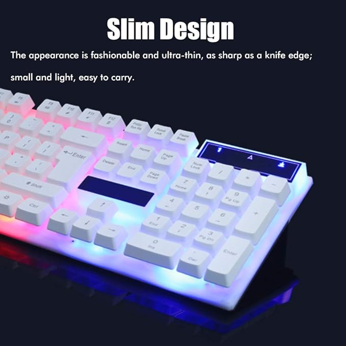LED Backlit Gaming Keyboard and Mouse Combo for PC Desktop Laptop Colorful Glowing Mouse and Fast Response Velocity (Black)